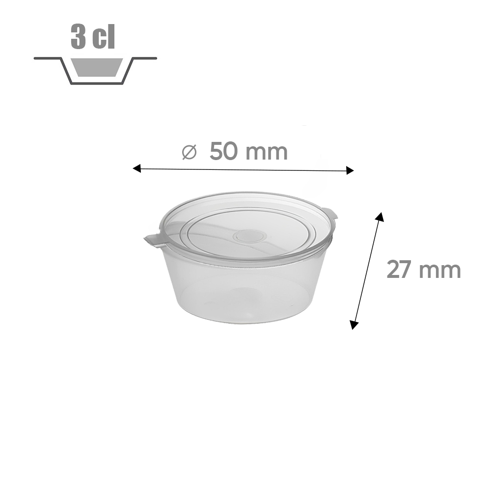 Pot à sauce 30 ml avec couvercle à charnière en plastique PP